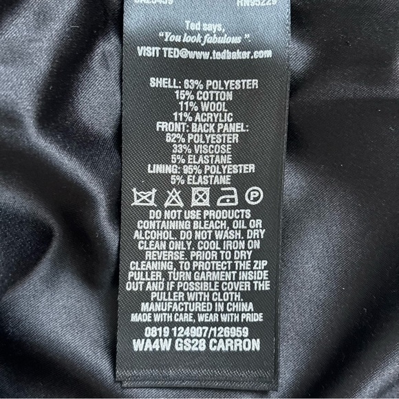 Ted Baker Carron Jacquard Wool Blend Midi Pencil Skirt Size 5 Blue & Black - Picture 14 of 17